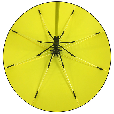 Grand parapluie de golf de taille de couleur de fibre de verre de pongé jaune d'axe pour les hommes
