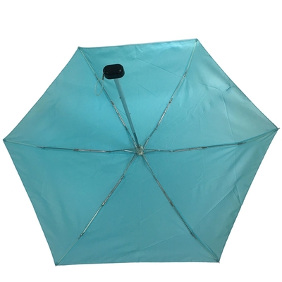 Parapluie de poche de pongé ouvert manuel de 5 fois petit avec des nervures de fibre de verre