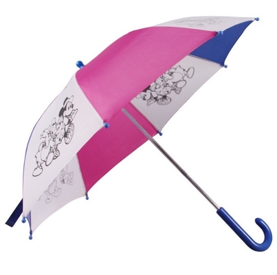 Parapluie ouvert d'enfants de manuel d'axe en métal du pongé 8mm de couleur solide