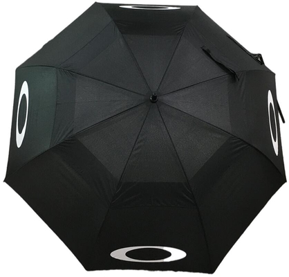 Parapluie ouvert de golf de double couche de manuel de pongé avec des nervures de fibre de verre