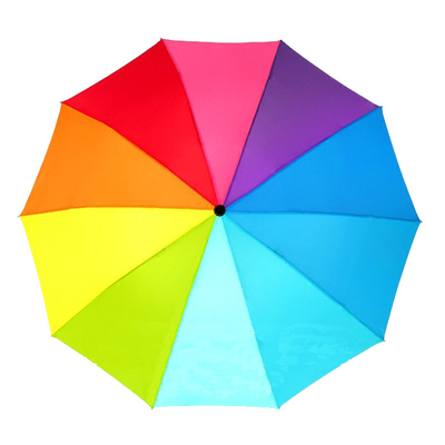 Parapluie fois adapté aux besoins du client BSCI de couleur d'arc-en-ciel du polyester 190T 3