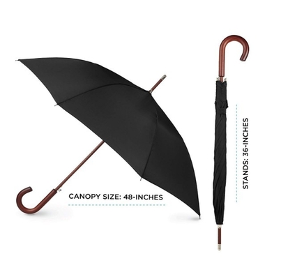 Parapluie en bois de poignée de la taille standard 190T de BSCI de tissu normal de pongé