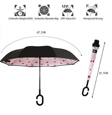 BSCI parapluie inversé de double couche de cadre de fibre de verre de 23 pouces