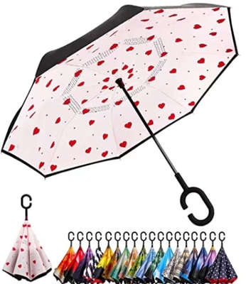 BSCI parapluie inversé de double couche de cadre de fibre de verre de 23 pouces