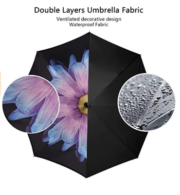 BSCI parapluie inversé de double couche de cadre de fibre de verre de 23 pouces