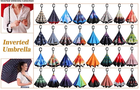 BSCI parapluie inversé de double couche de cadre de fibre de verre de 23 pouces