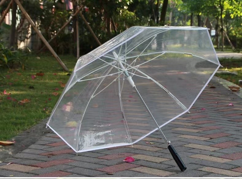 Parapluie transparente pour le golf avec lumière LED pour la pluie avec côtes en fibre de verre et arbre en aluminium,