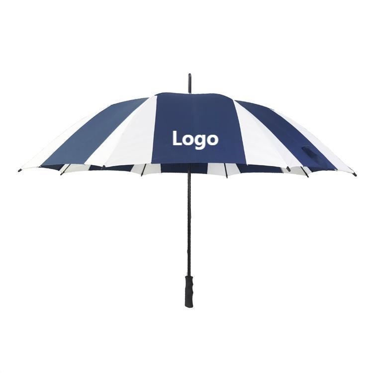 Parapluies de golf de marque commerciale en polyester / tissu Pongee avec poignée en plastique