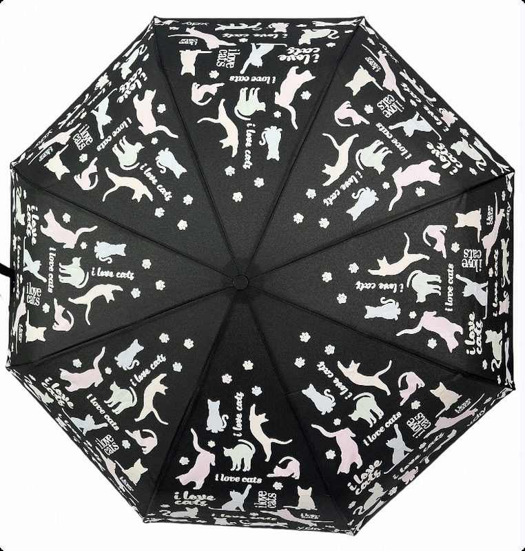 Parapluie à l'épreuve du vent à base de bâton créatif magique qui change de couleur lorsqu'il est mouillé
