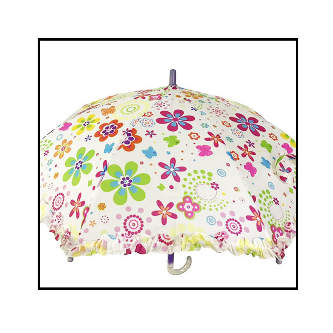 Parapluie compacte colorée pour enfants avec un beau tissu Pongee et un bouton d'ouverture/fermeture facile pour l'école et les voyages