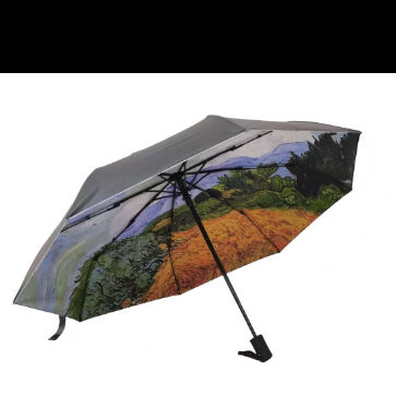 Parapluie de voyage automatique à trois volets avec protection UV et ouverture/fermeture automatique, motif Vincent Van Gogh (21 pouces - 8K)