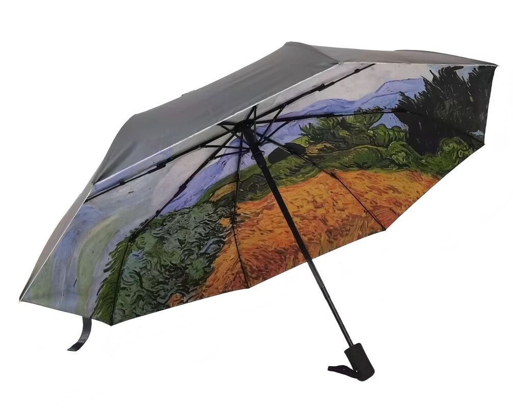 Parapluie de voyage automatique à trois volets avec protection UV et ouverture/fermeture automatique, motif Vincent Van Gogh (21 pouces - 8K)
