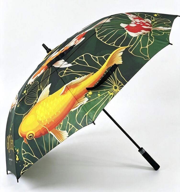 Custom Printed New Chinese Design Windproof Auto Large Size Golf Umbrella Double Canopy Outdoor