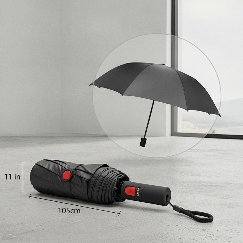 Longueur plié 11 pouces Parapluie de voyage automatique comprenant un diamètre ouvert de 105 cm et un contrôle manuel d'ouverture et de fermeture assurant une couverture